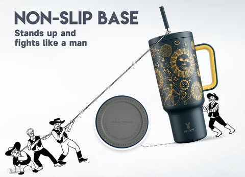 Meoky non-slip base prevents tipping on countertops and in cars
