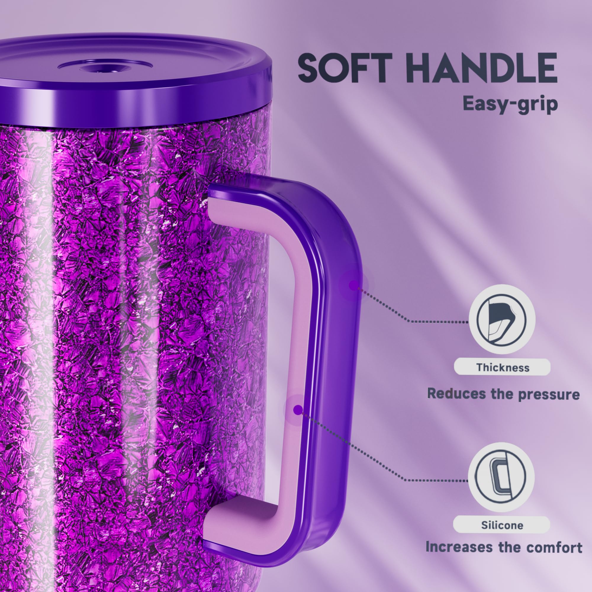 Meoky non-slip base keeps the tumbler stable on desks and car cups.