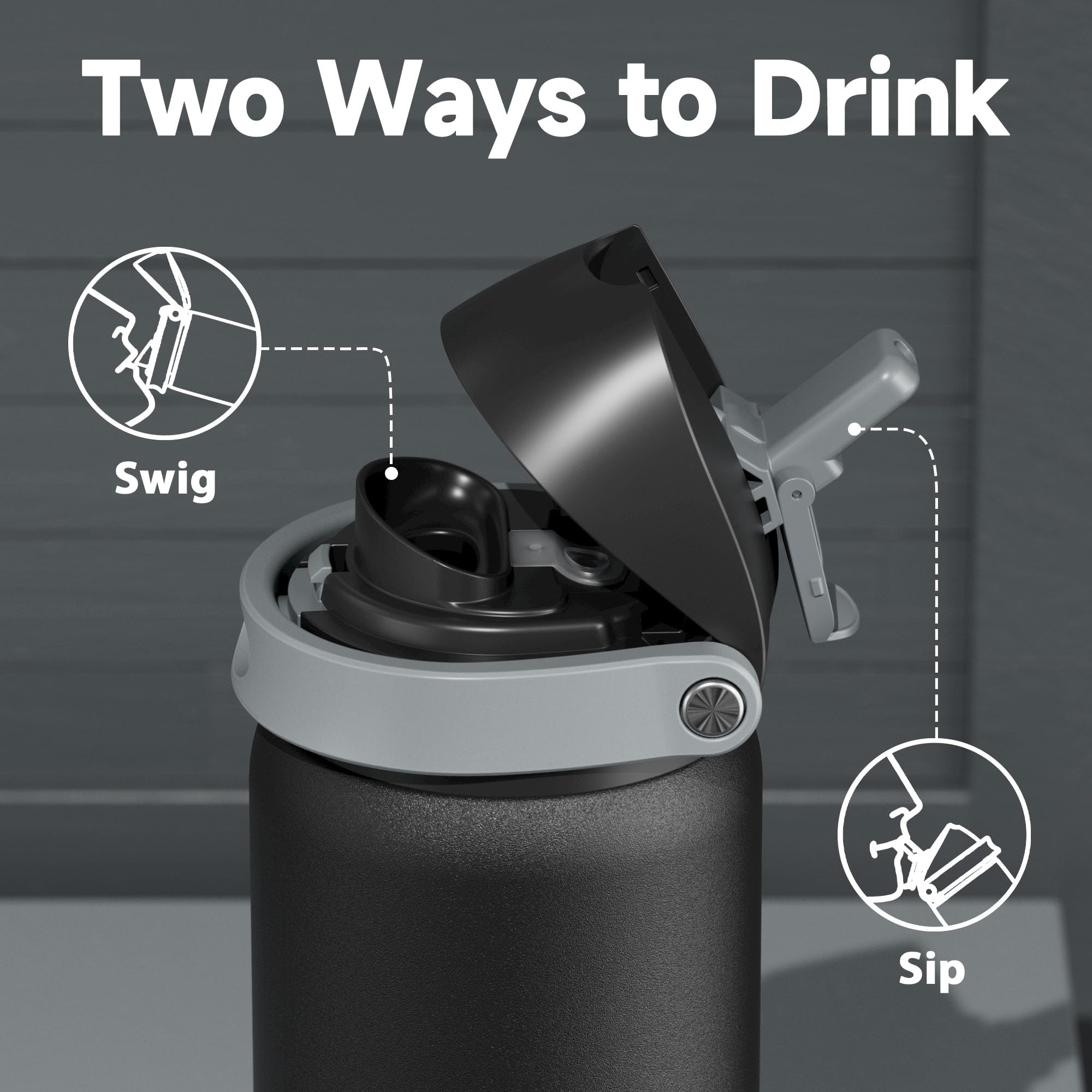 Meoky bottle with tight seal for leak-proof transport.