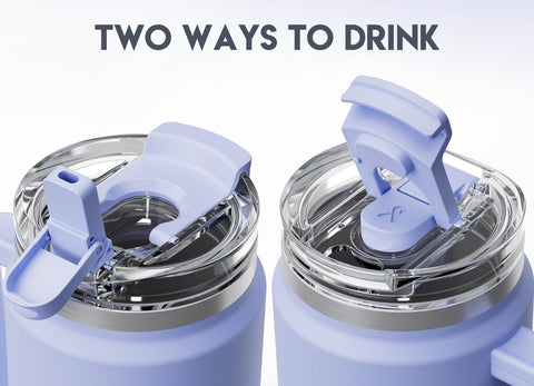 Meoky 2-in-1 straw and sip lid supports two drinking styles.