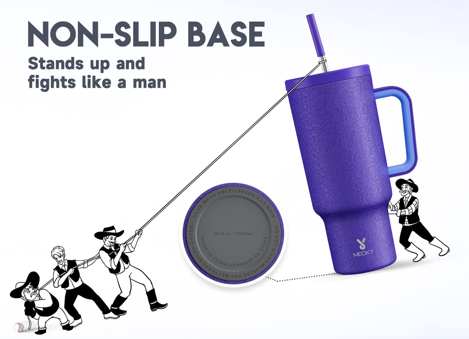 Meoky wide handle offers comfortable grip and reduces finger strain.