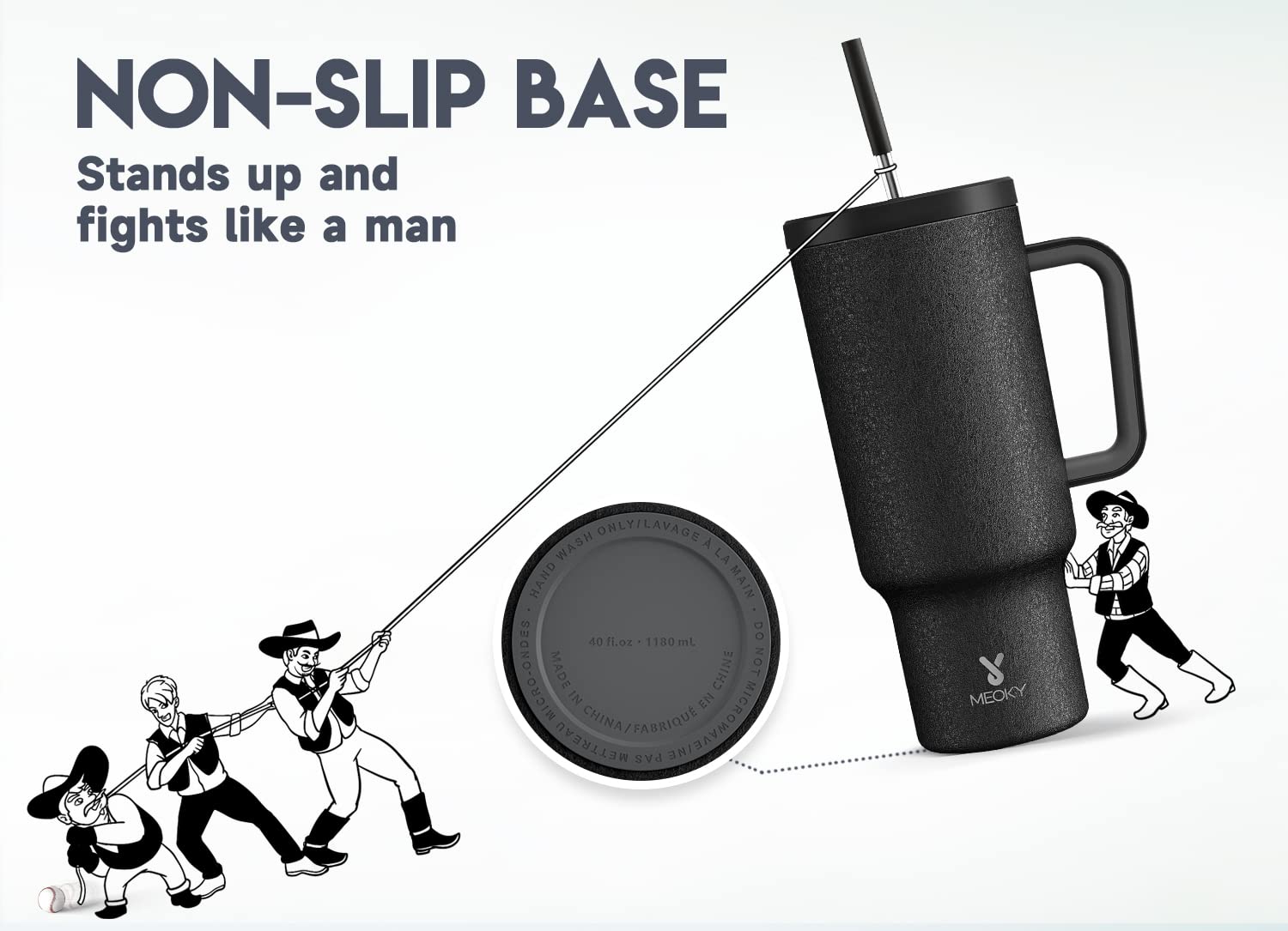 Meoky wide grip handle offering comfortable hold during commutes.
