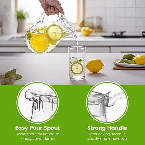 Meolibour BPA-free pitcher with durable handle for easy pouring