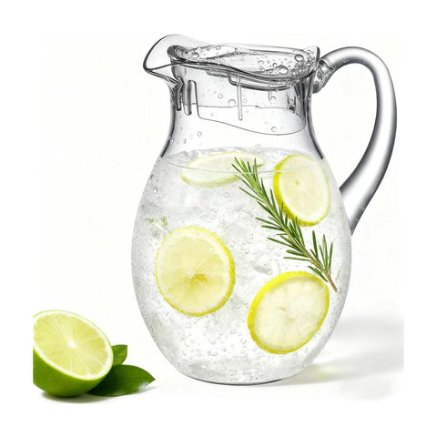 Meolibour clear pitcher with lid showing 72 oz capacity for batch drinks
