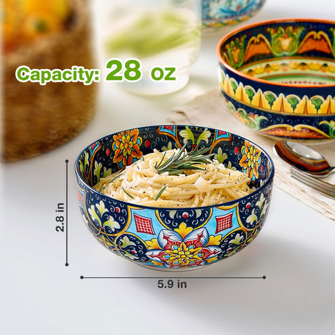 Meolibour colorful bowls suitable for ramen, pasta, cereals, or desserts