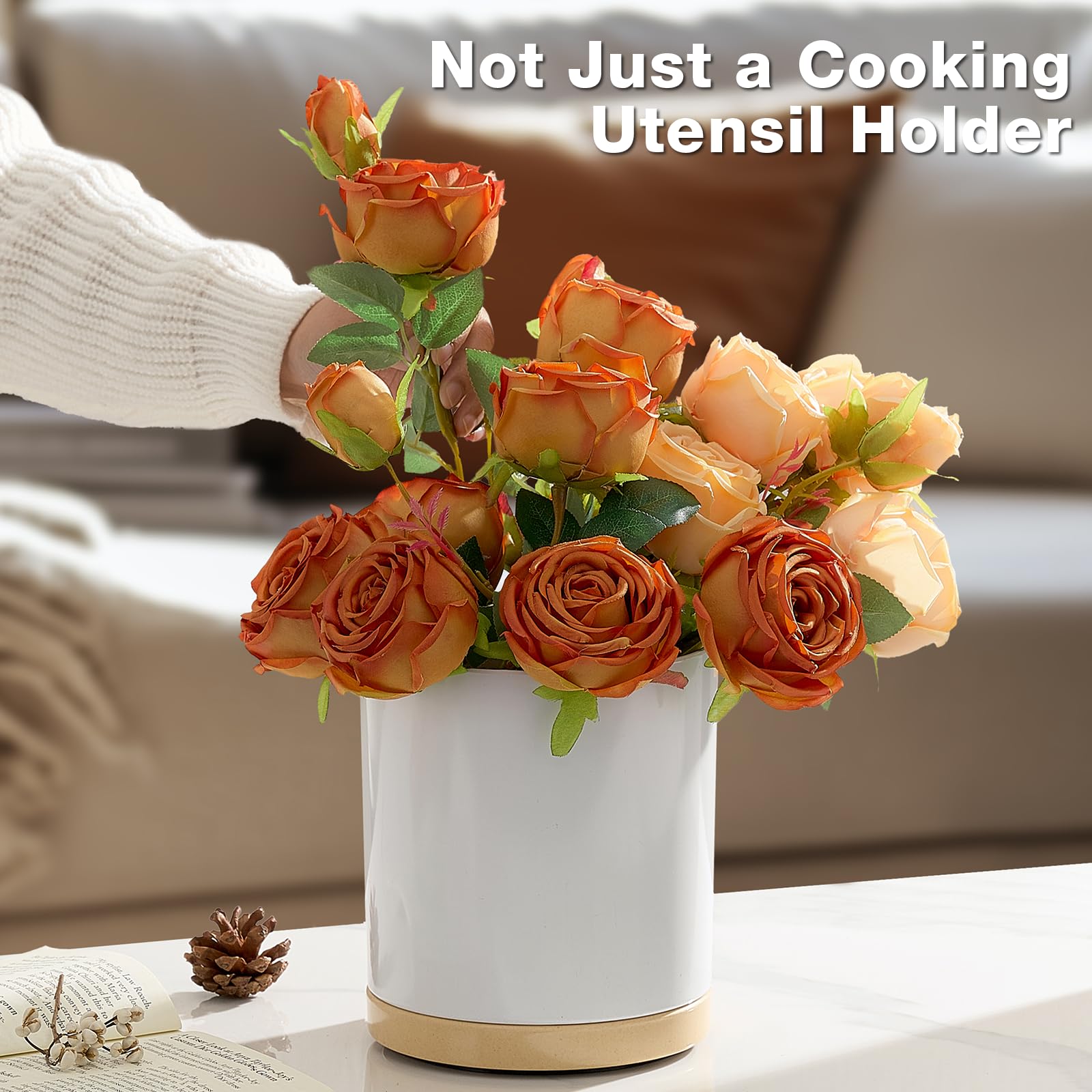 Meolibour multi-use storage container doubles as vase or ice bucket.