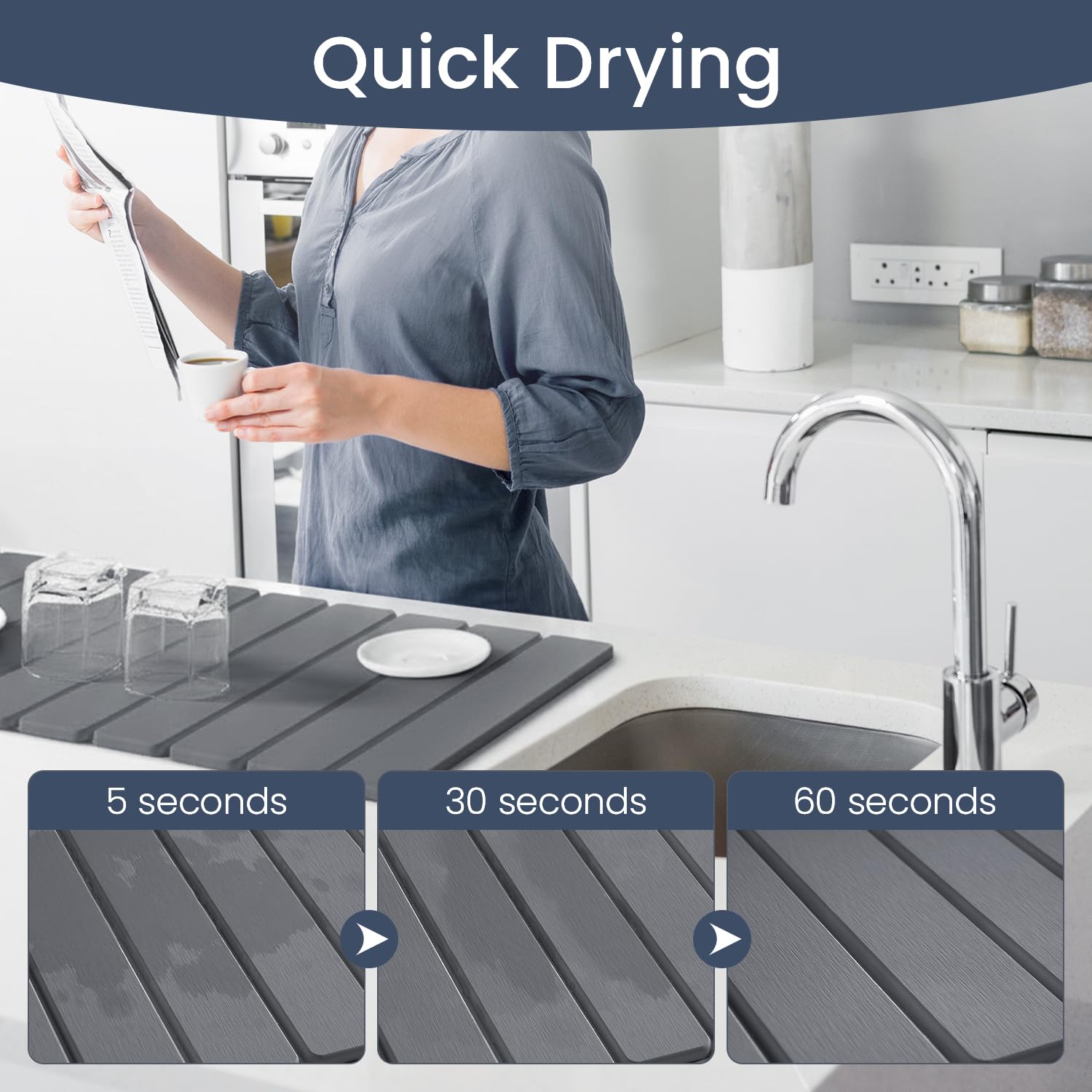Meowoo Stone Drying Mat shows absorbent mineral surface soaking water.