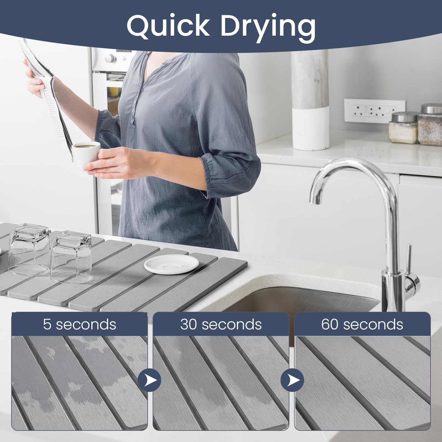 Meowoo Stone Drying Mat anti-slip back stays in place
