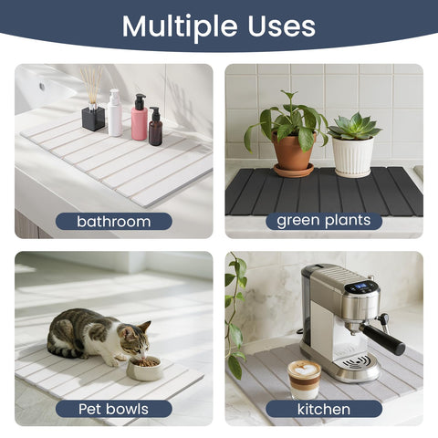 Meowoo Ivory White mat brightens kitchen while drying dishes