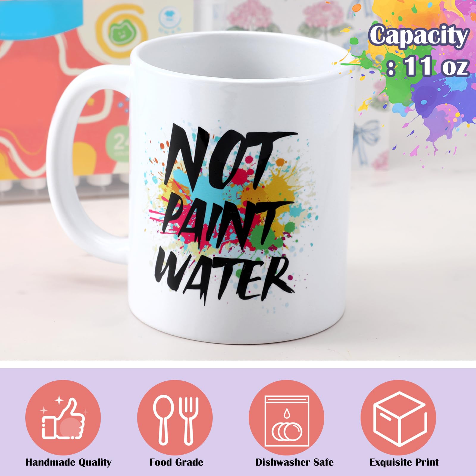 Mepase 11 oz ceramic mug with bright patterns for daily coffee rituals