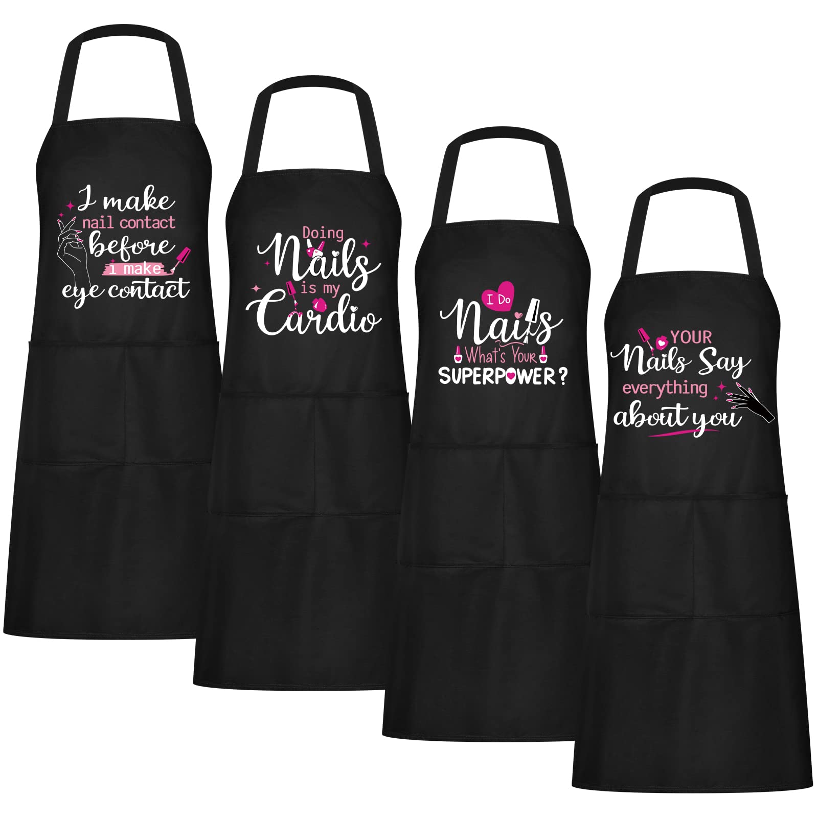 Mepase nail tech apron 4-piece pack with pockets keeps tools organized during client sessions.