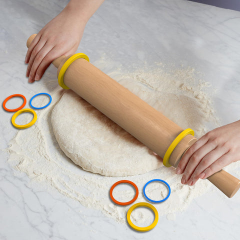 Full-length Mepple rolling pin highlighting 17-inch rolling area