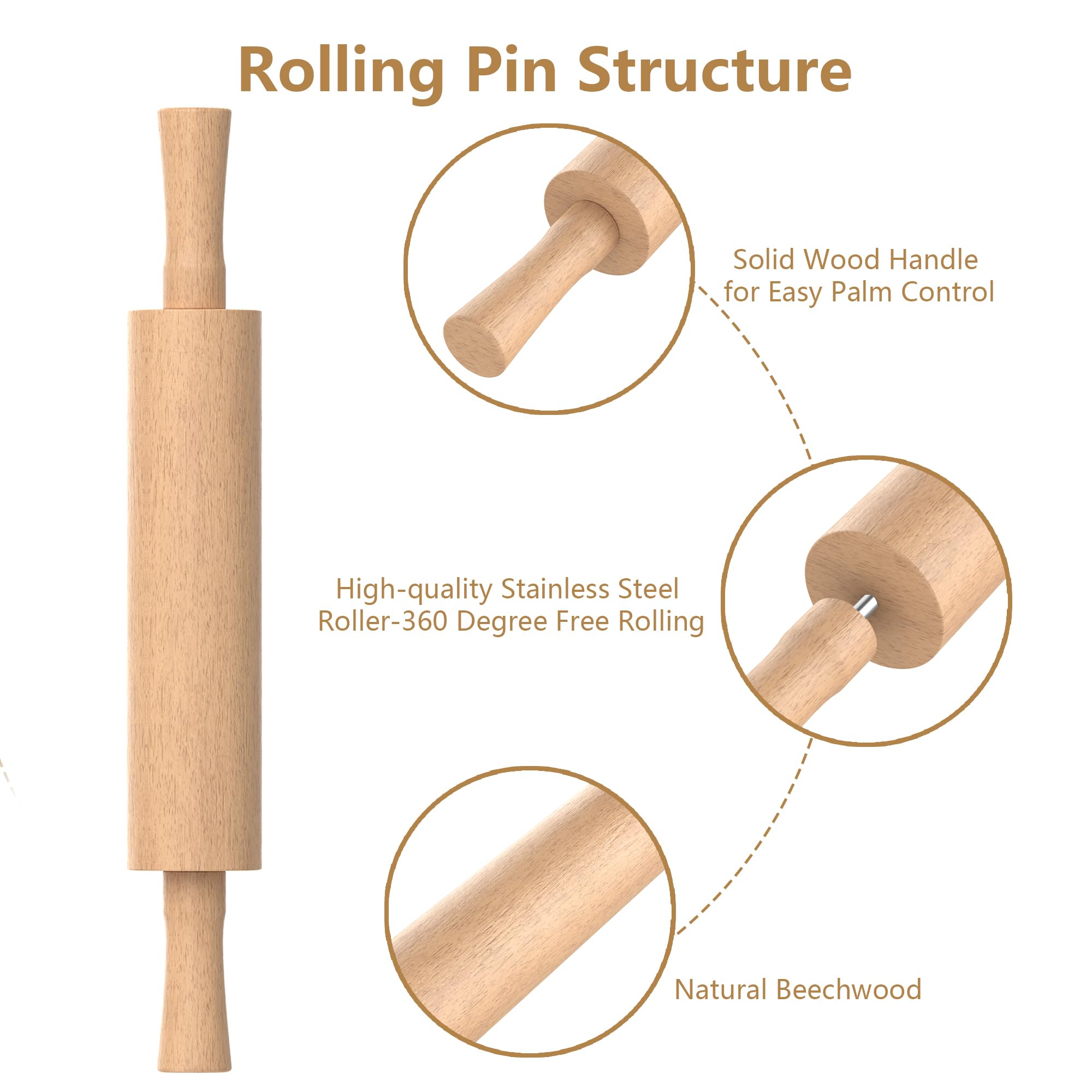 Mepple rolling pin smooth surface for effortless rolling
