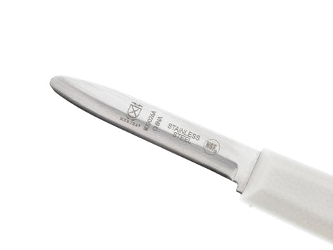 Mercer Culinary clam knife uses high-carbon steel blade for lasting sharpness.