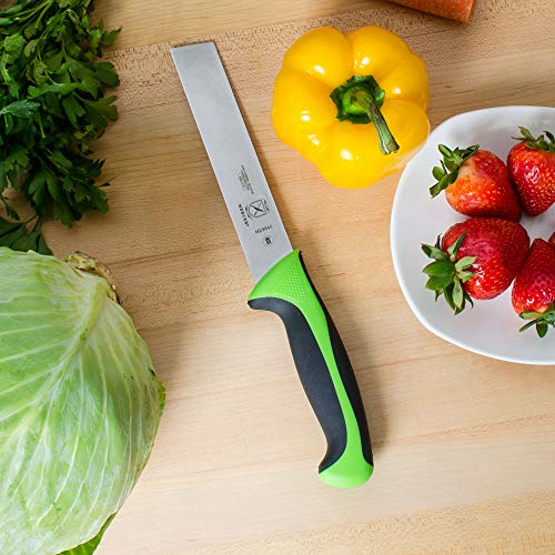 Mercer Culinary Millennia green knife packaging suitable for display.