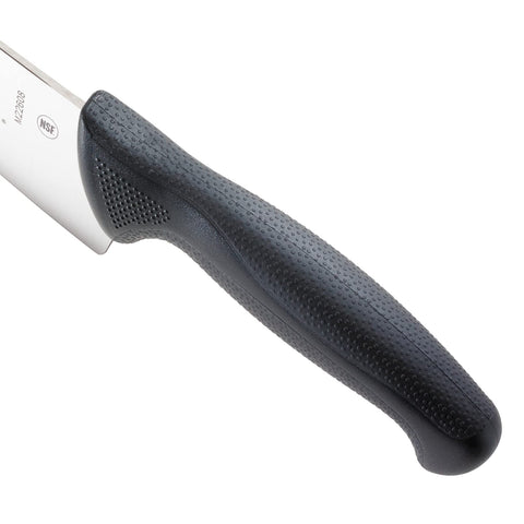 Mercer Culinary Millennia knife beside a wooden block for organized storage.