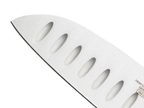 Mercer Genesis Santoku knife with ergonomic non-slip handle in use