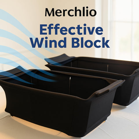 Merchlio washable wind guard simplifies cleanup between courses.