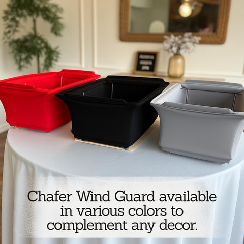 Merchlio durable polyester wind guard for reusable catering gear.