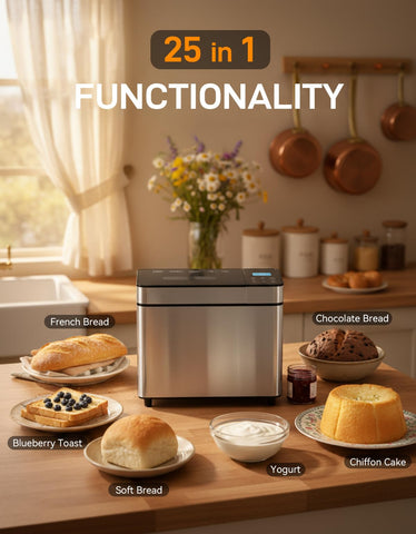 MERIOR bread maker 2lb capacity suitable for small families seeking fresh loaves.