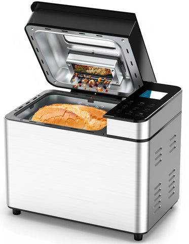 MERIOR 25-in-1 bread maker with visible lid for monitoring progress while baking.