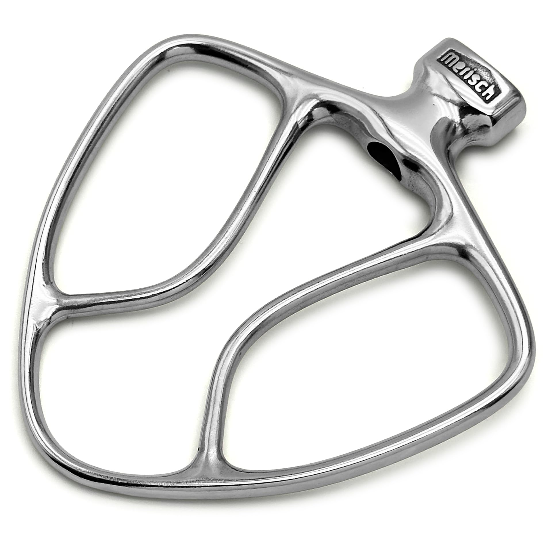 Merisch stainless steel flat beater close-up for 4-5 quart KitchenAid mixers