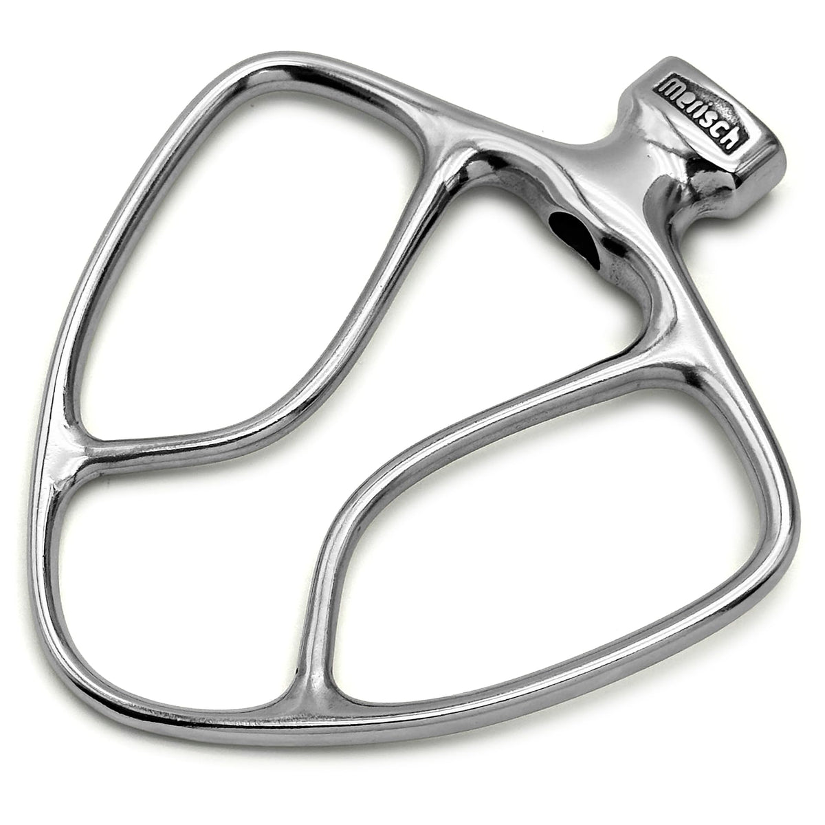 Merisch stainless steel flat beater close-up for 4-5 quart KitchenAid mixers