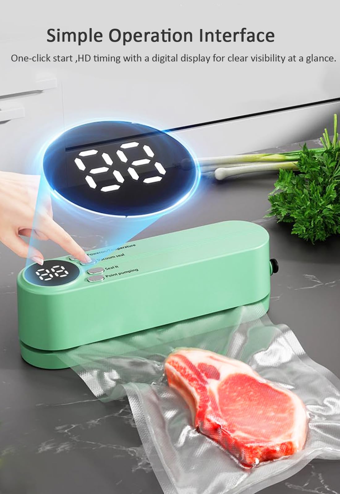 Meritpick Mini Vacuum Sealer inserting a bag to preserve freshness on the go