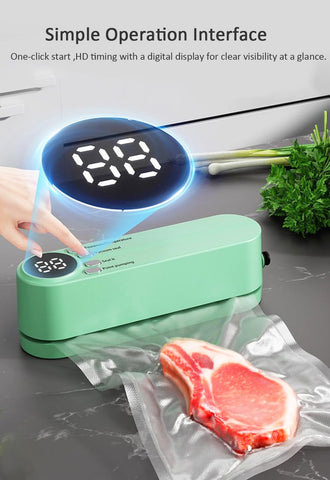 Meritpick Mini Vacuum Sealer inserting a bag to preserve freshness on the go