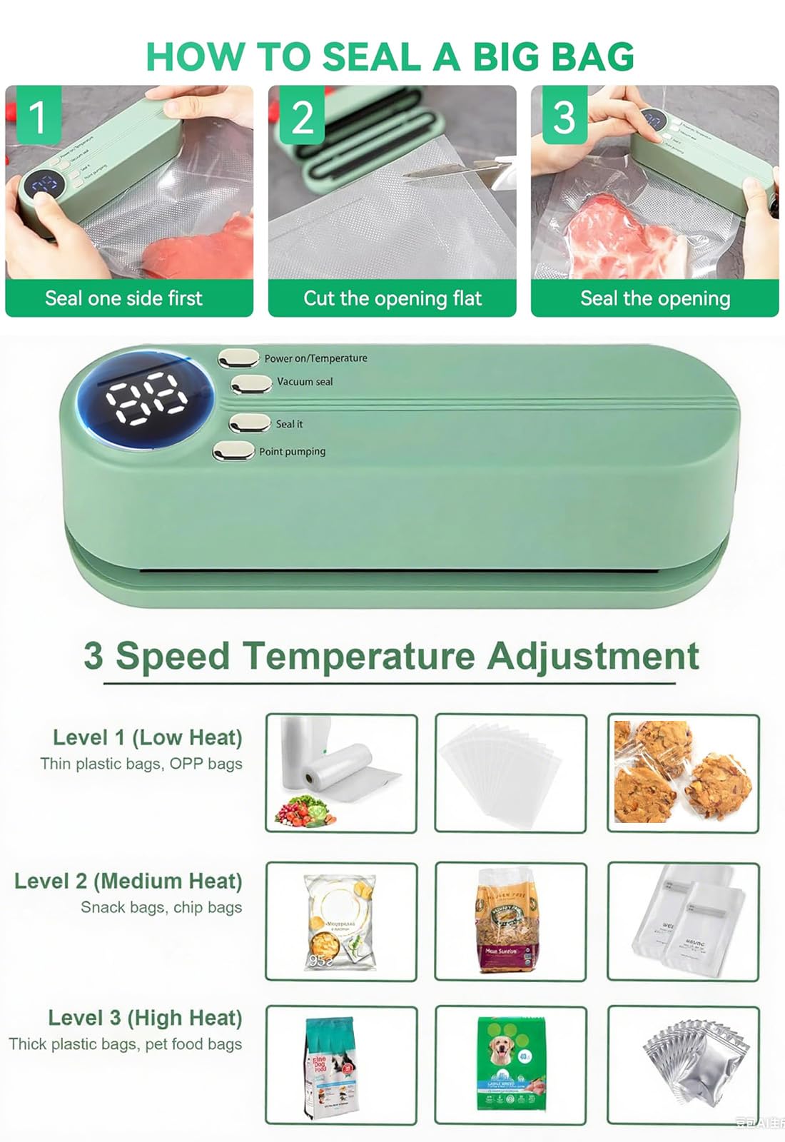 Meritpick Mini Vacuum Sealer seal-only mode demonstrated for chip bags and snacks