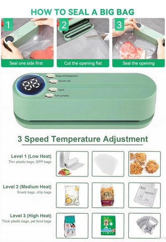 Meritpick Mini Vacuum Sealer seal-only mode demonstrated for chip bags and snacks