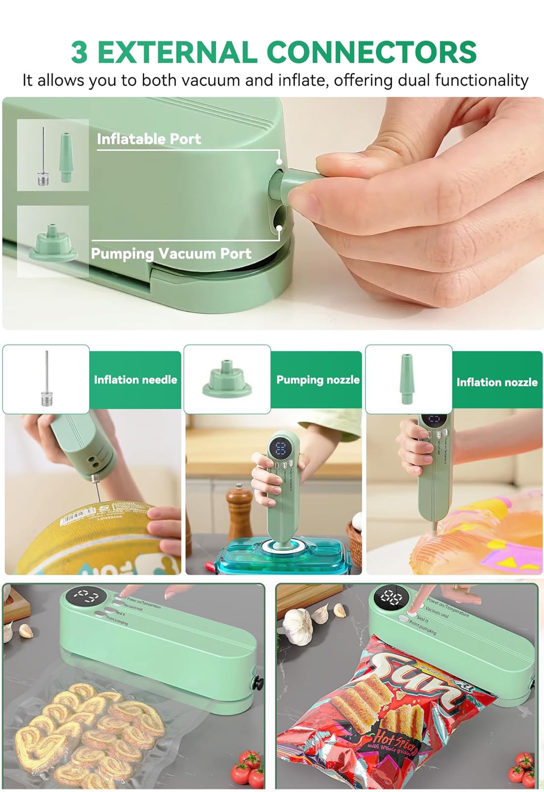 Meritpick Mini Vacuum Sealer sealing a snack bag to extend freshness at home