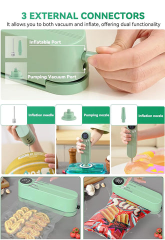 Meritpick Mini Vacuum Sealer sealing a snack bag to extend freshness at home
