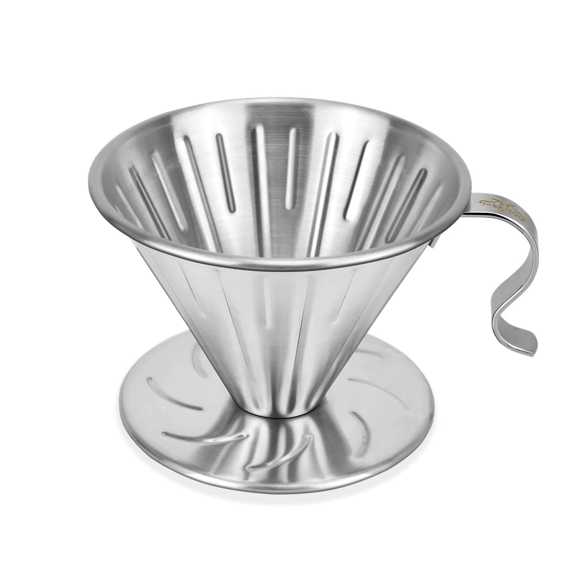 MERMOO YILAN pour-over dripper top view in stainless steel for precise pour-over brewing