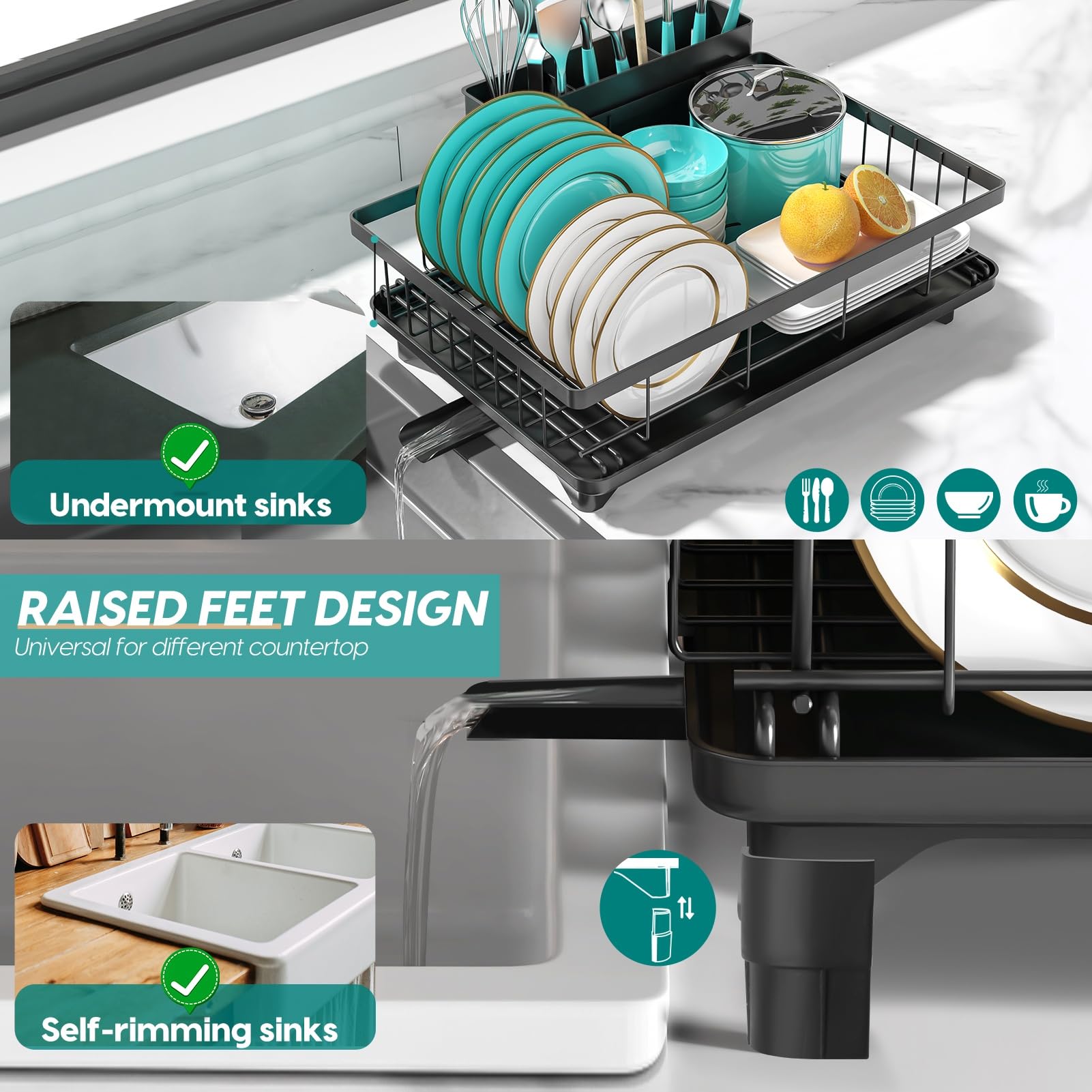MERRYBOX dish rack with dish and bowl area handles large daily loads