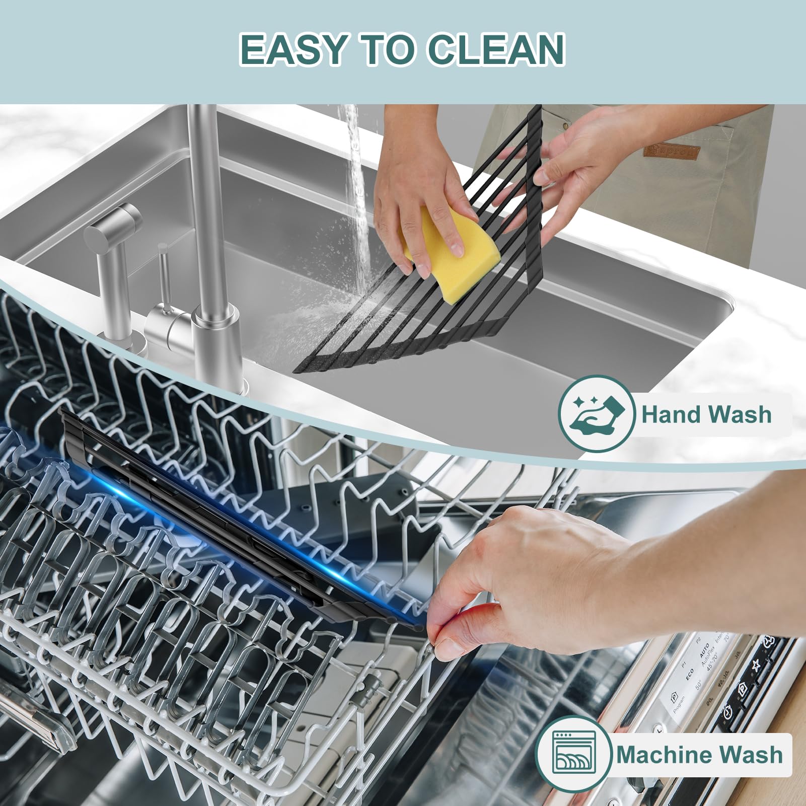 MERRYBOX kitchen-drying rack is easy to wipe clean and dishwasher-safe.