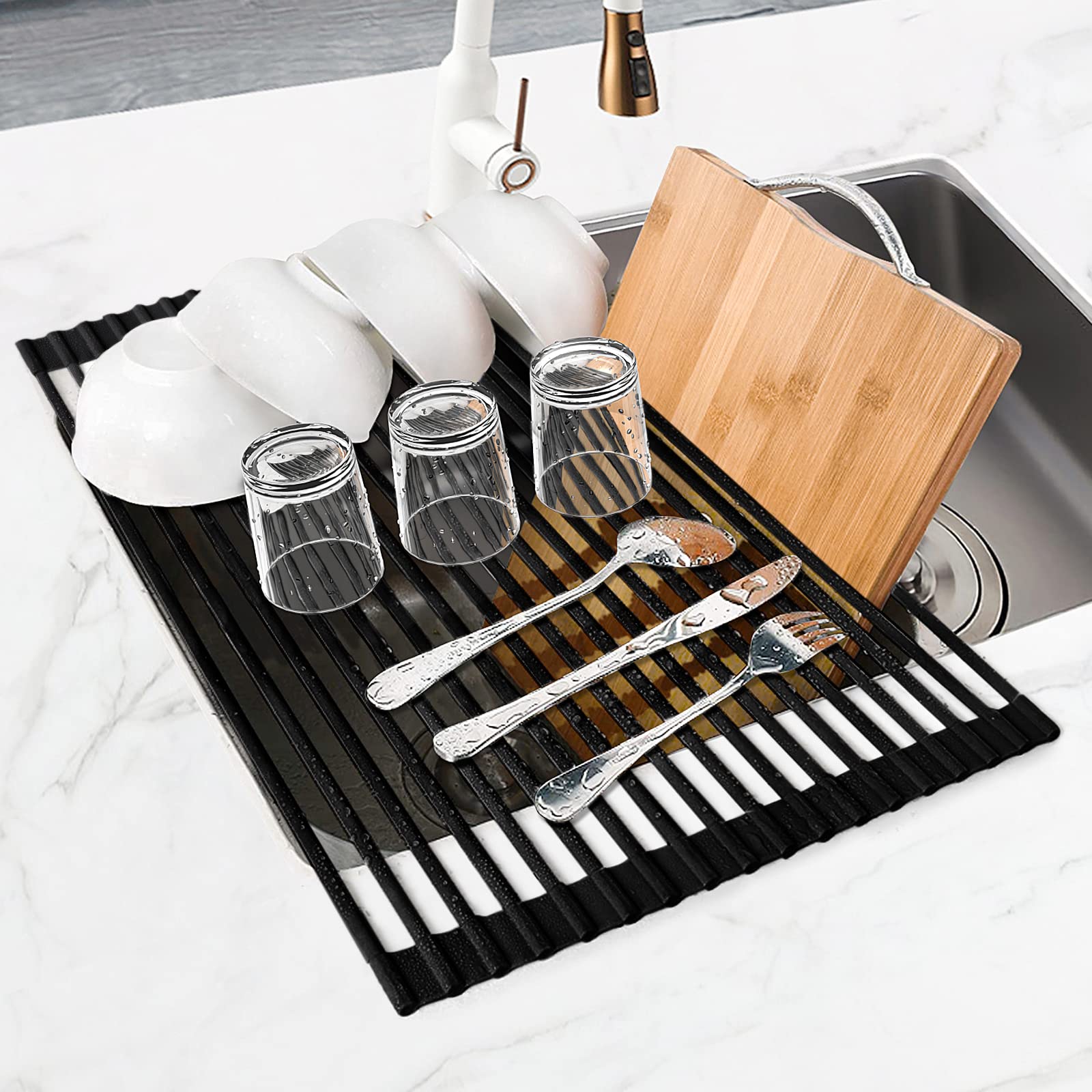 MERRYBOX multipurpose over-sink rack works as trivet and drying rack