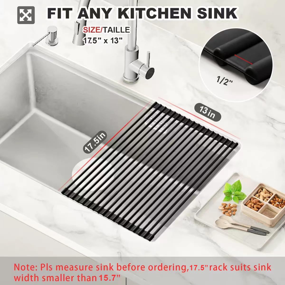 MERRYBOX silicone-wrapped dish drying rack with non-slip surface for safe use