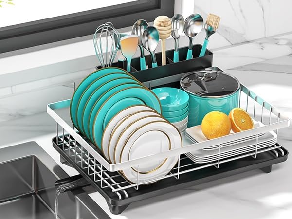 MERRYBOX stainless dish rack on counter showing rust-proof durability