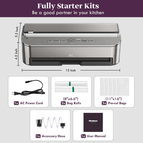 Air suction hose and BPA-free bags support Sous Vide prep