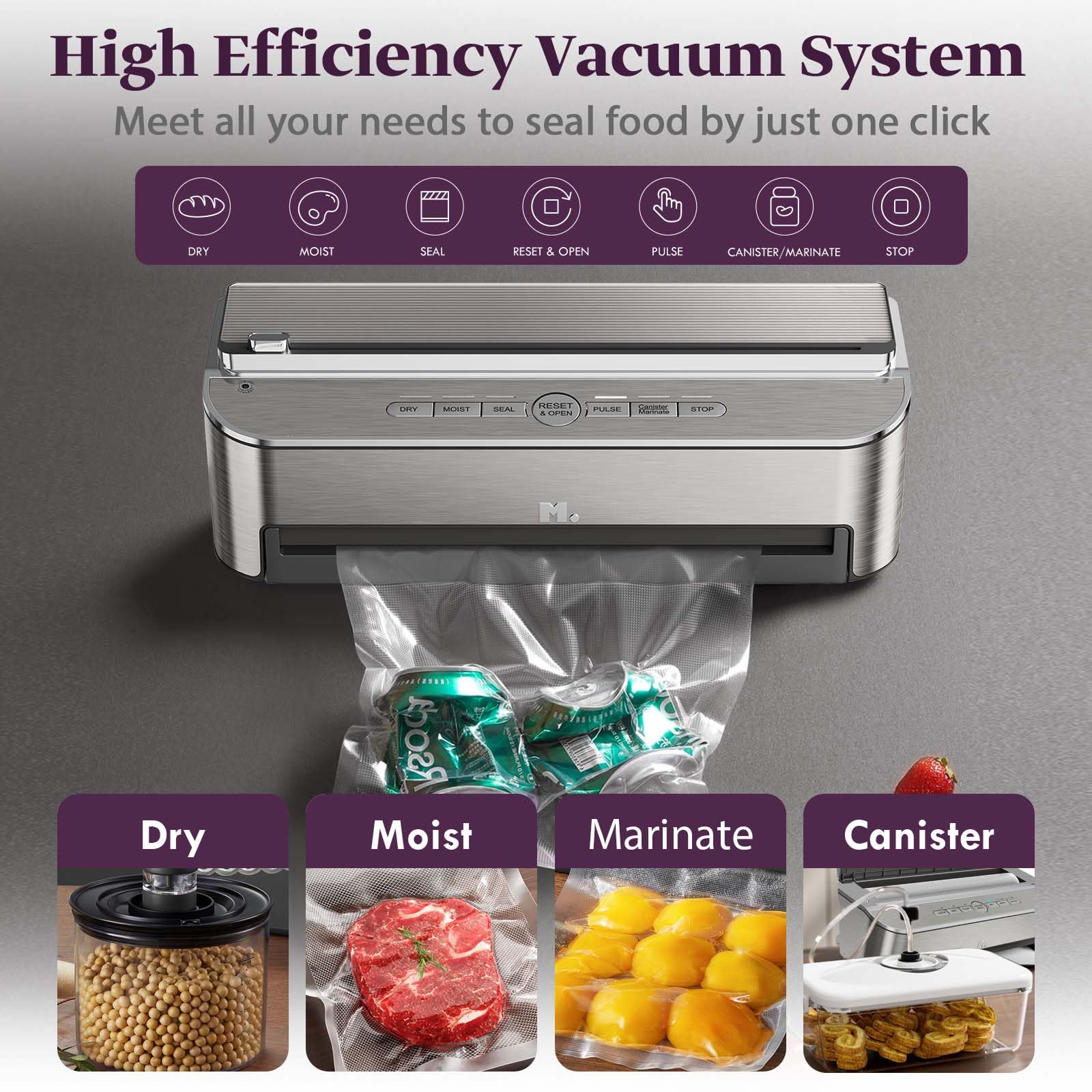 Bag storage compartment and rolls included with Mesliese sealer