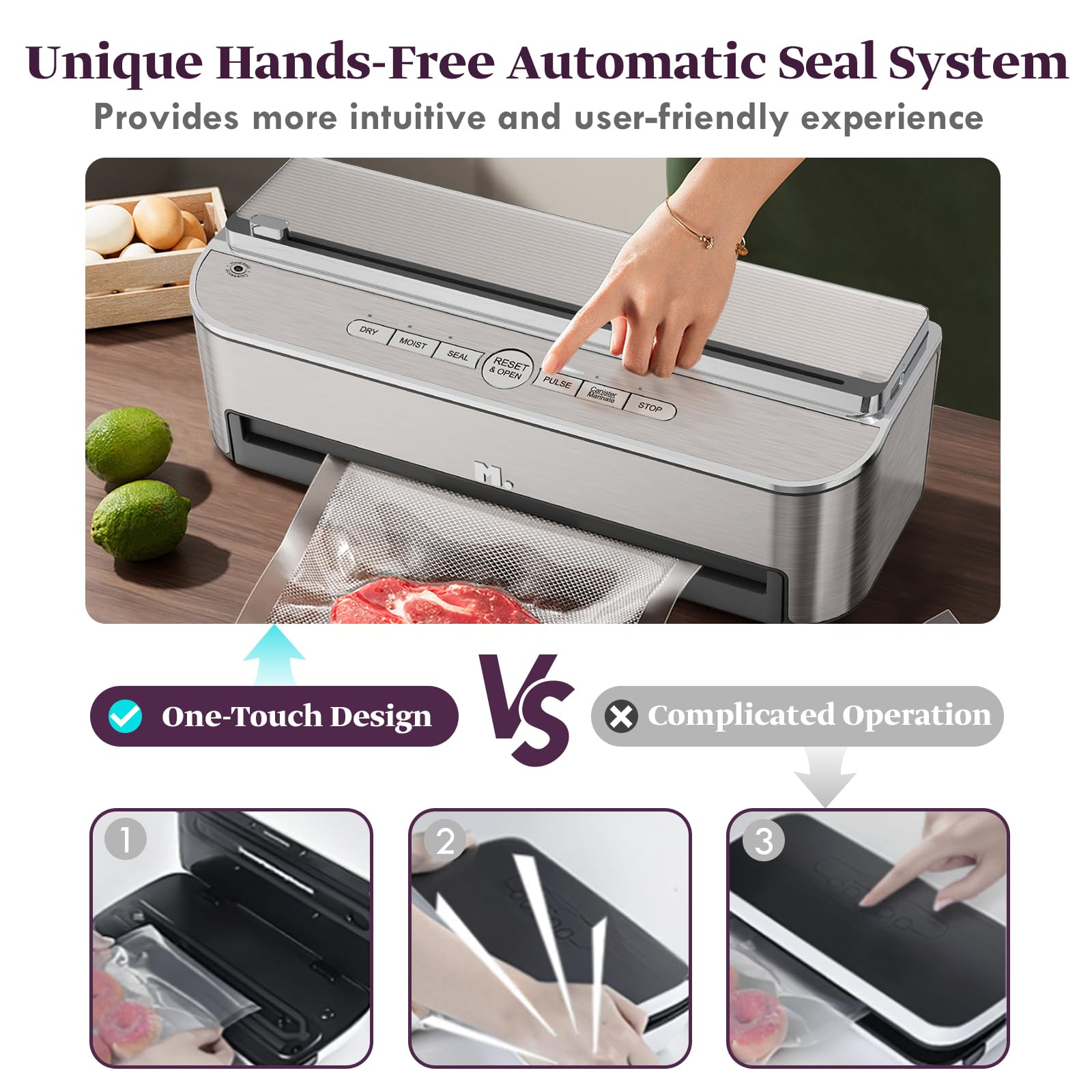 Built-in cutter on Mesliese sealer speeds bag creation