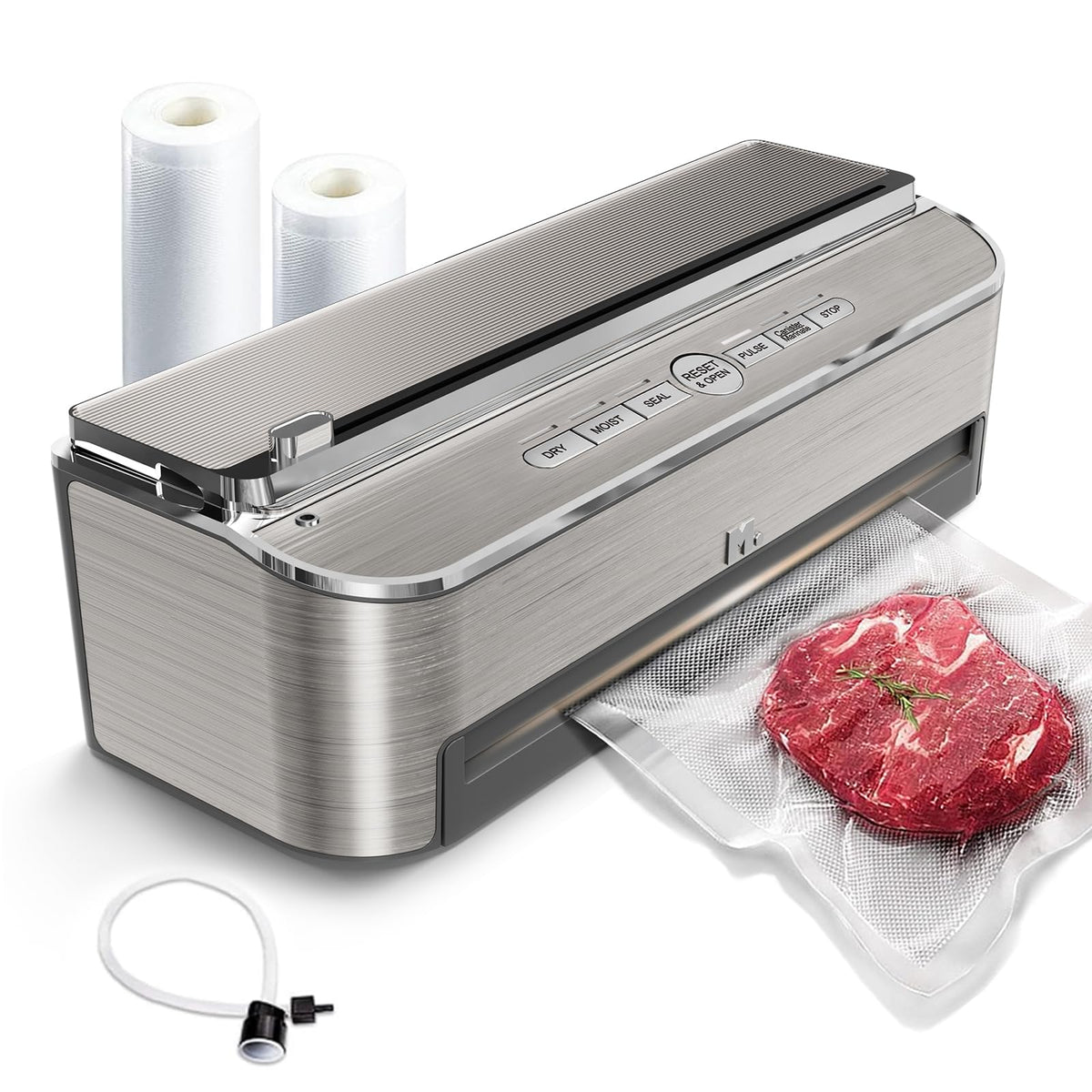Mesliese vacuum sealer front view for fresh meal prep and compact storage