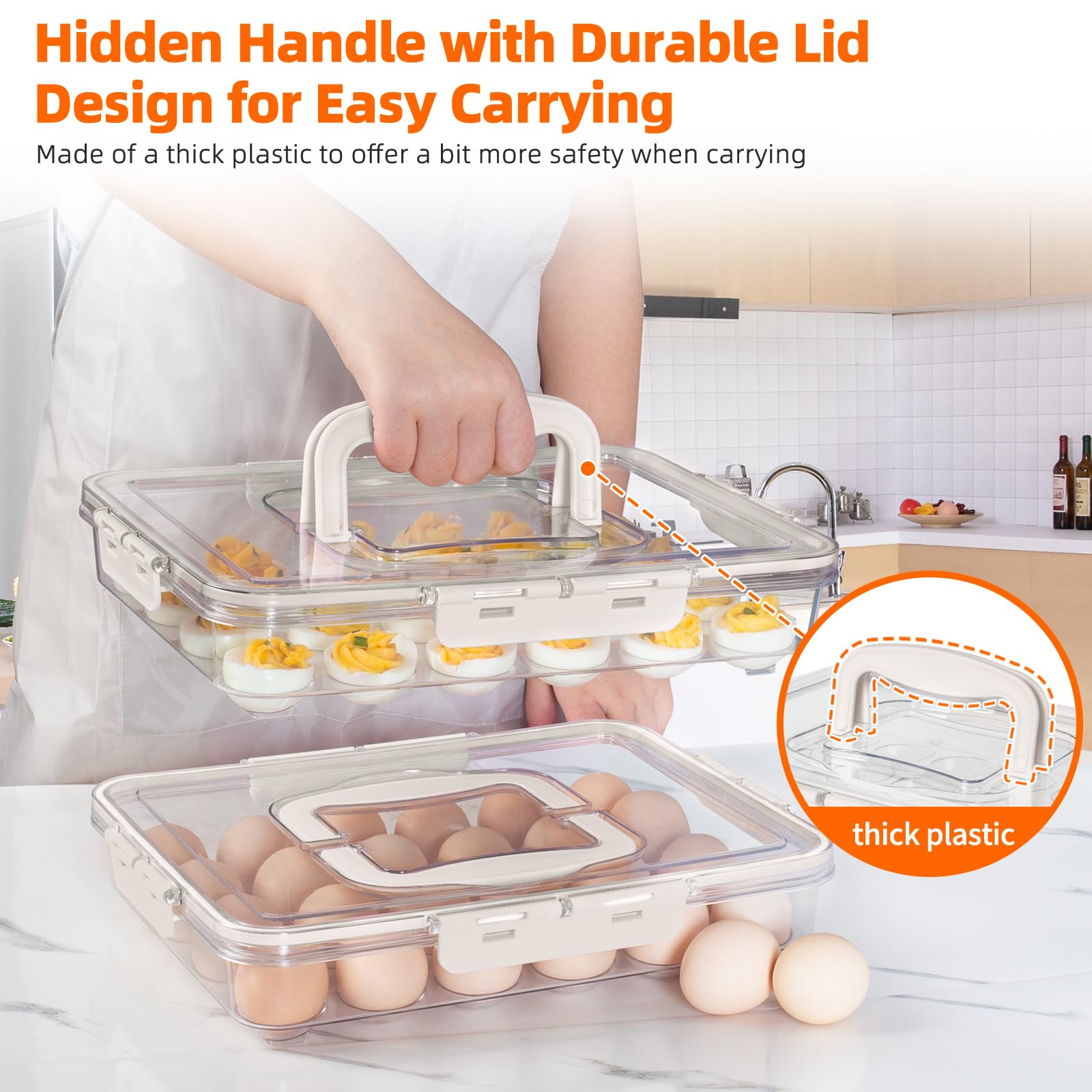 MesRosa clear BPA-free plastic tray keeps eggs visible and safe.