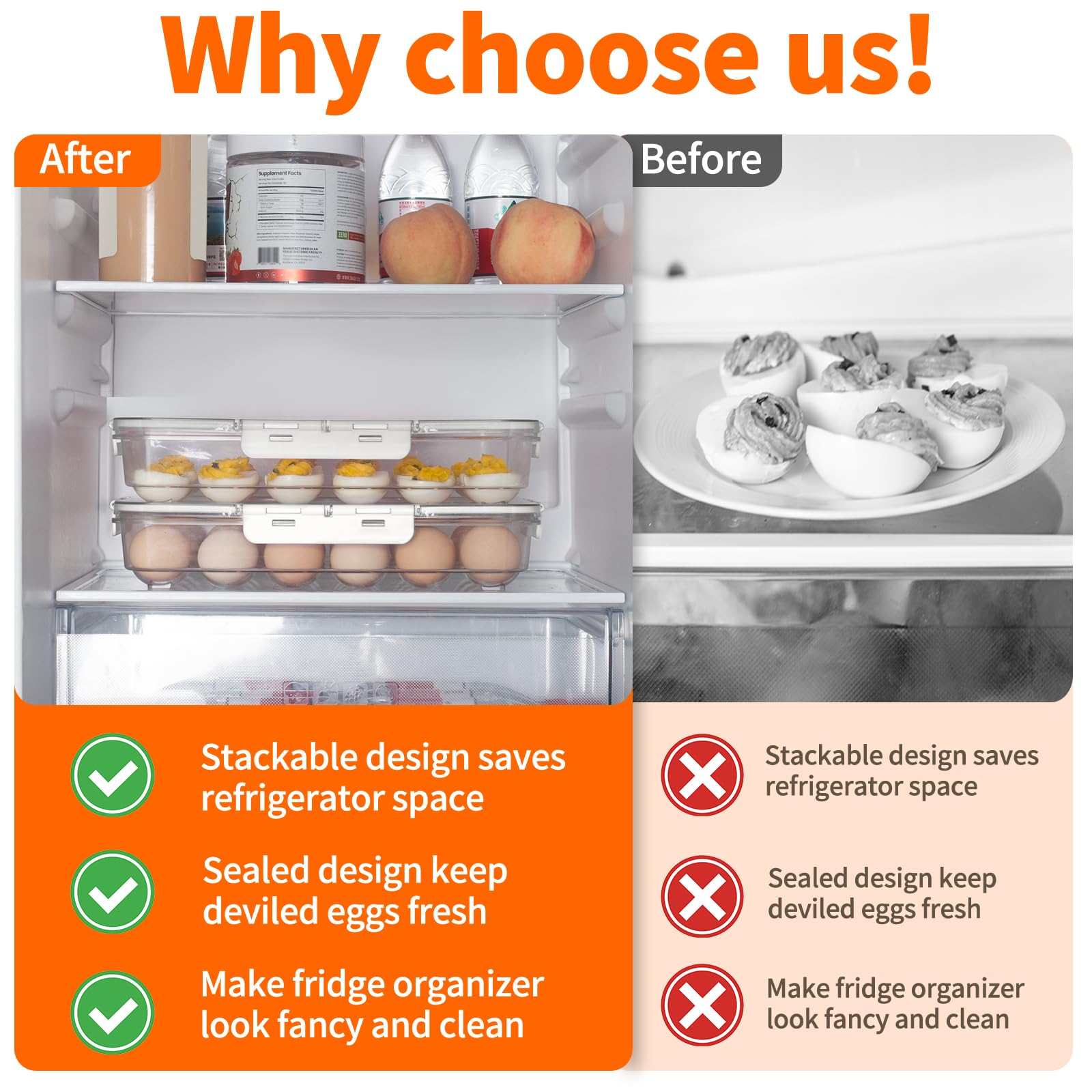 MesRosa container holds 24 eggs for easy fridge organization.