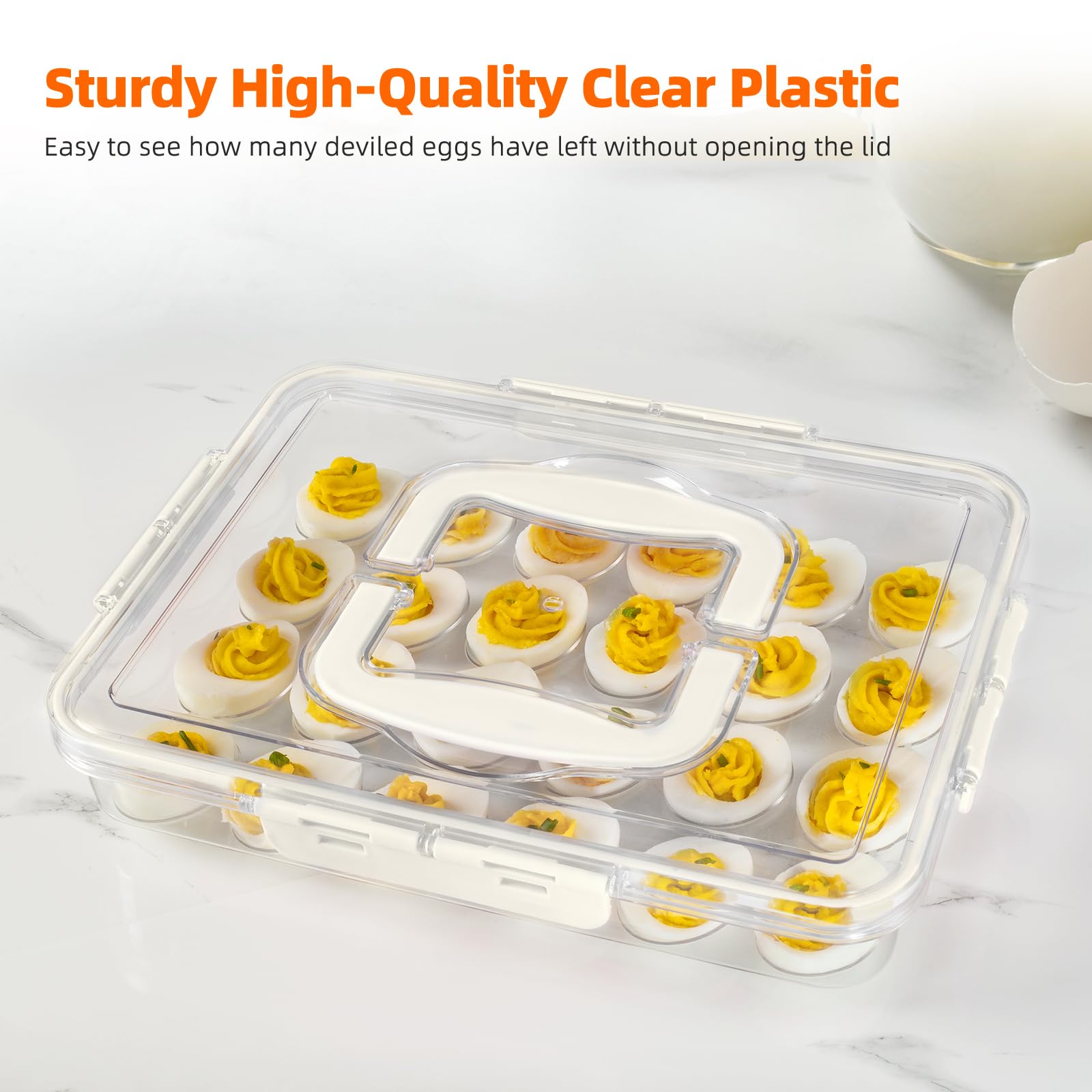 MesRosa portable egg tray with hidden handle for on-the-go convenience.