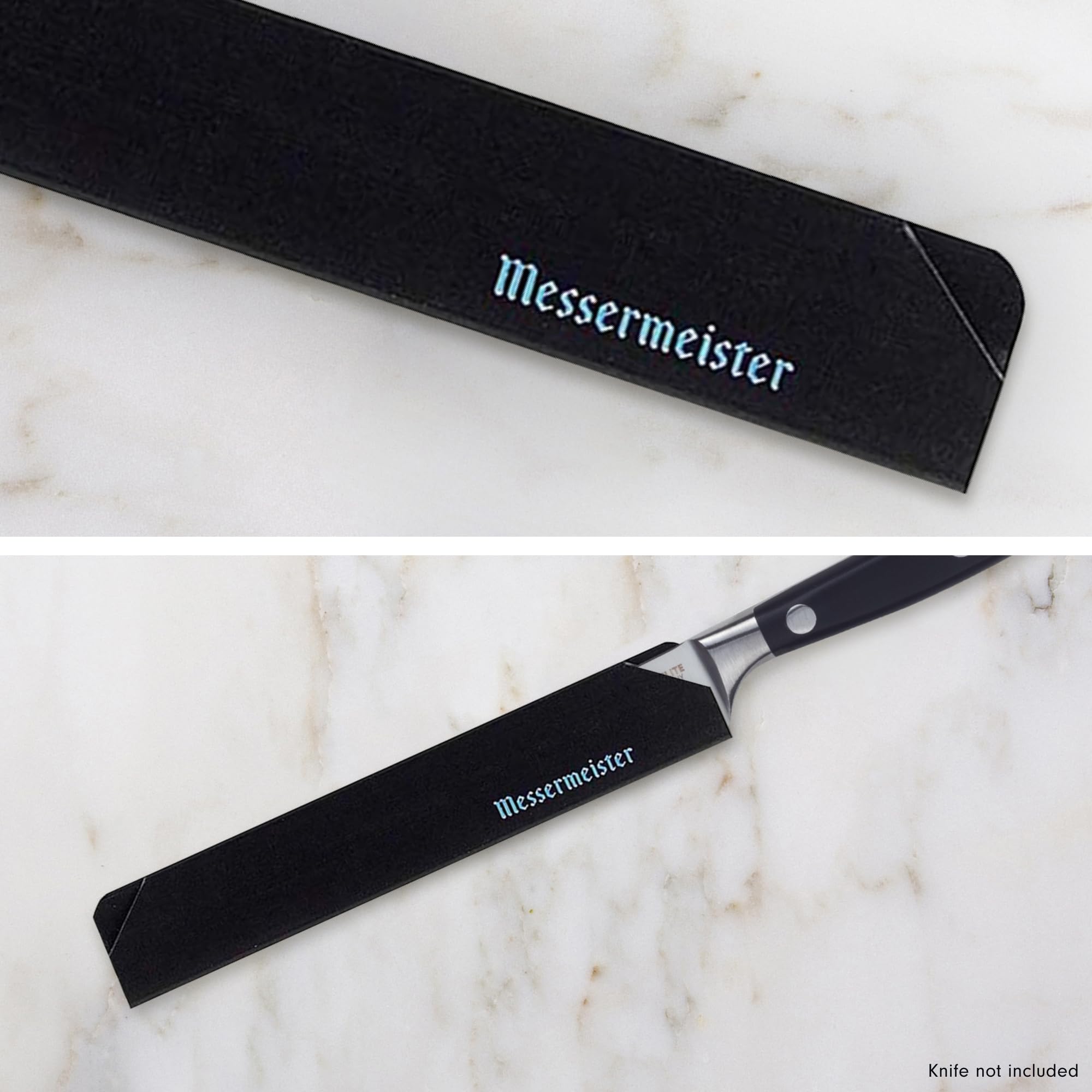 Messermeister 8-inch chef guard shields knives during prep.