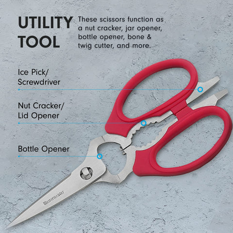 Messermeister bottle opener integrated for ready bottle access
