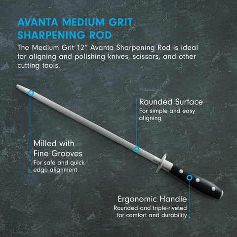 Messermeister ceramic-core rod detail shows durable sharpening surface
