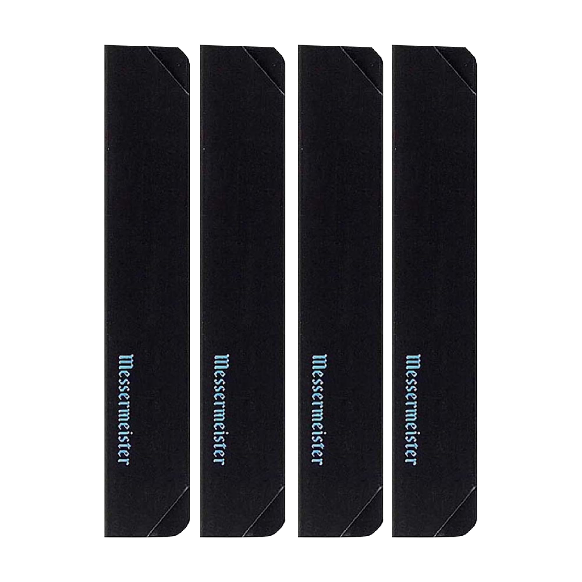 Messermeister edge-guard black 4-piece set protects steak knives during storage.